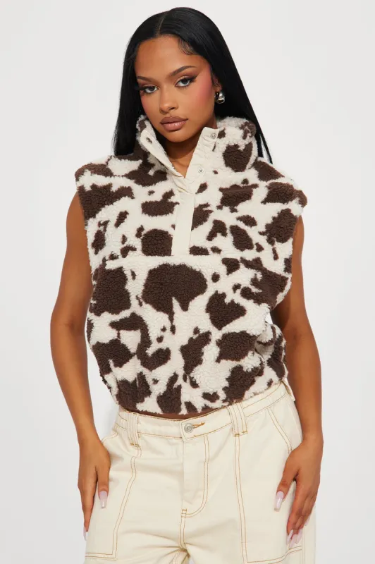 Ranch Babe Sherpa Vest - Cream/combo sold by Fashion Nova