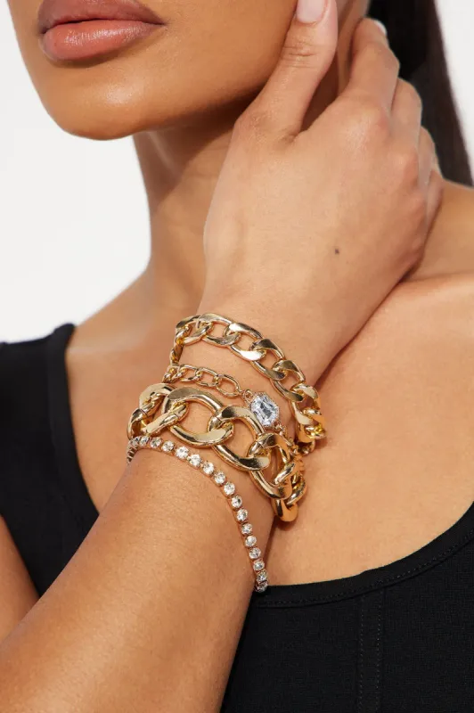 Living My Life 4 Piece Bracelet Set - Gold sold by Fashion Nova