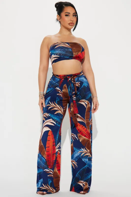 On Island Time Pant Set - Navy/combo sold by Fashion Nova