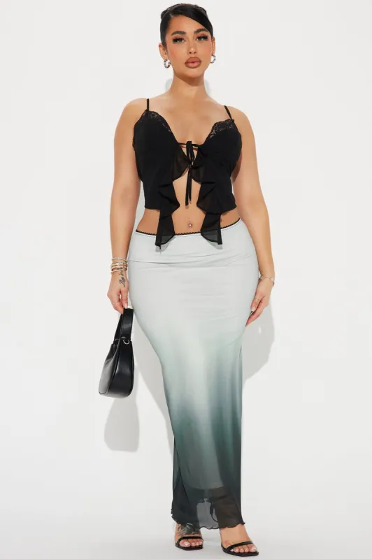 Views Ombre Mesh Maxi Skirt - Sage/combo sold by Fashion Nova