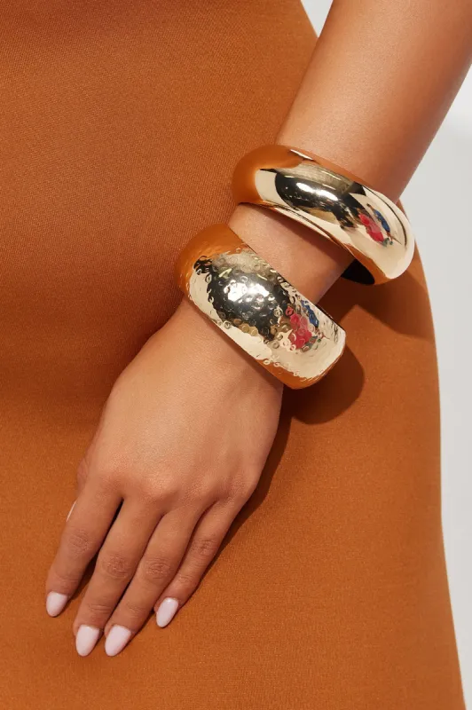 Make Some Noise 2 Piece Bangle Set - Gold made by Fashion Nova