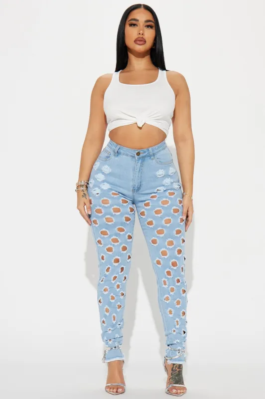 Harsh Truth Ripped Stretch Skinny Jeans - Light Wash sold by Fashion Nova