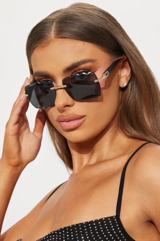 Notice Me Rhinestone Sunglasses - Black sold by Fashion Nova