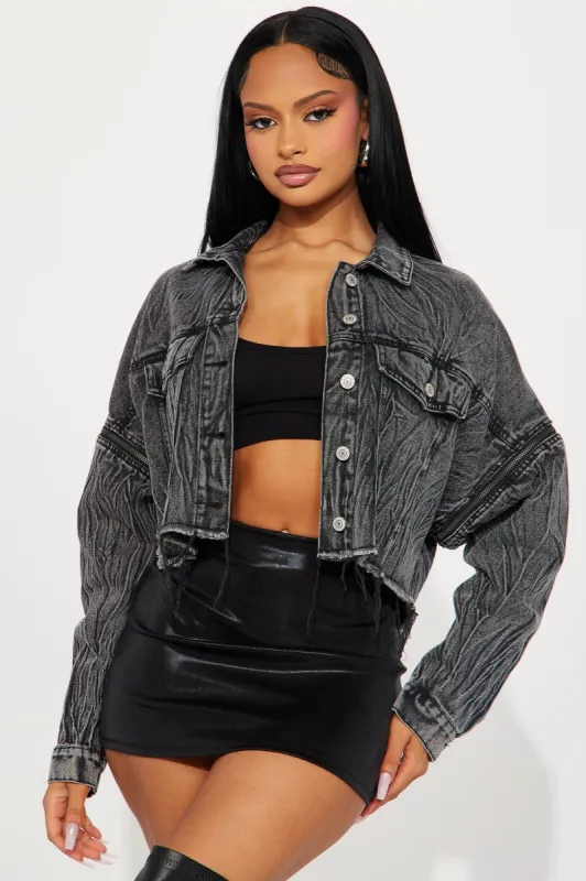 Risk It All Convertible Denim Jacket - Black Wash sold by Fashion Nova