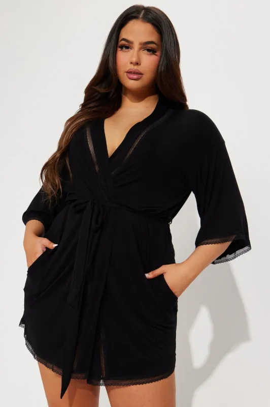 Cozy Mornings Robe - Black sold by Fashion Nova