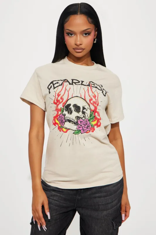Fearless Skull Graphic Tee - Sand sold by Fashion Nova
