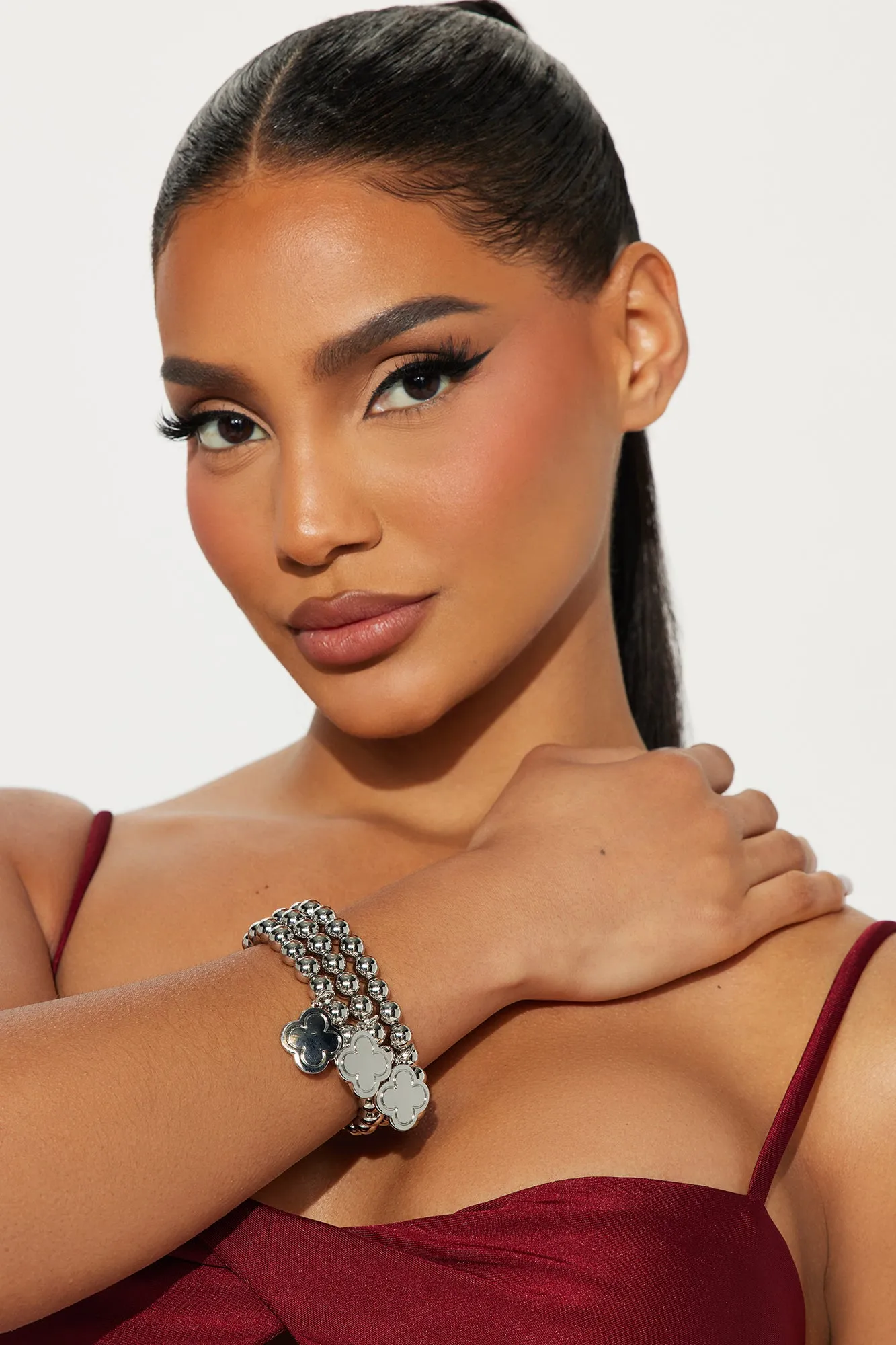 Lucky Clovers 3 Piece Bracelet Set - Silver sold by Fashion Nova product image thumbnail 2