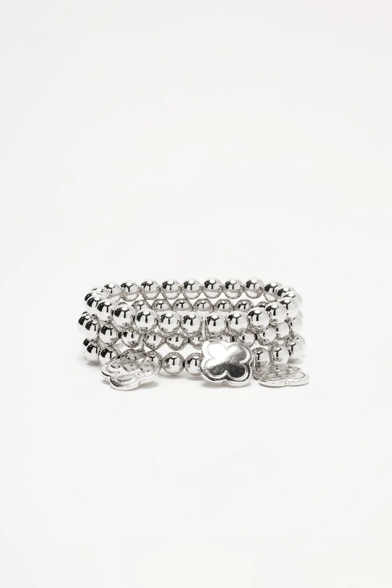 Lucky Clovers 3 Piece Bracelet Set - Silver sold by Fashion Nova product image thumbnail 3