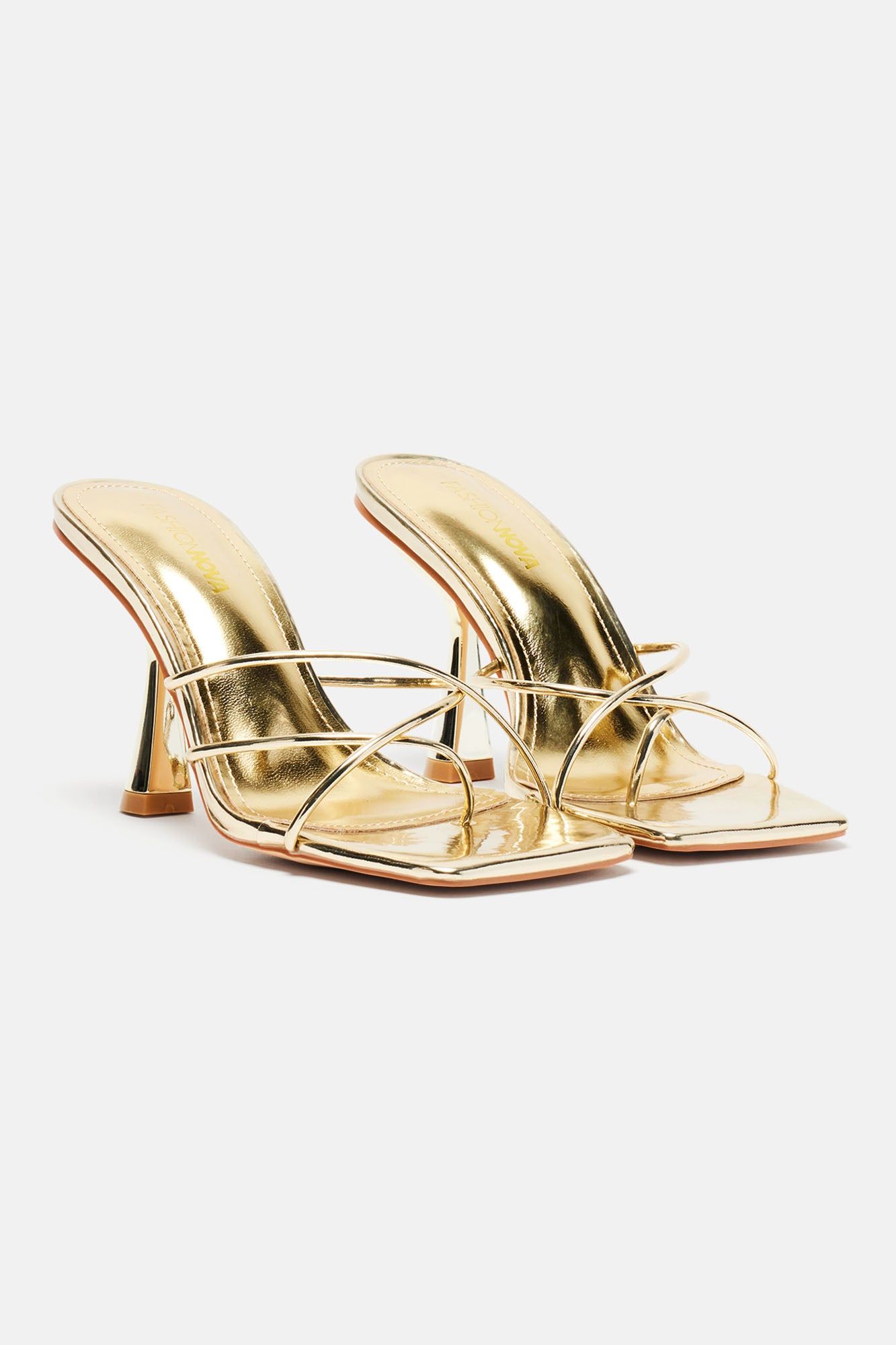 Only One For Me Heeled Sandals - Gold sold by Fashion Nova