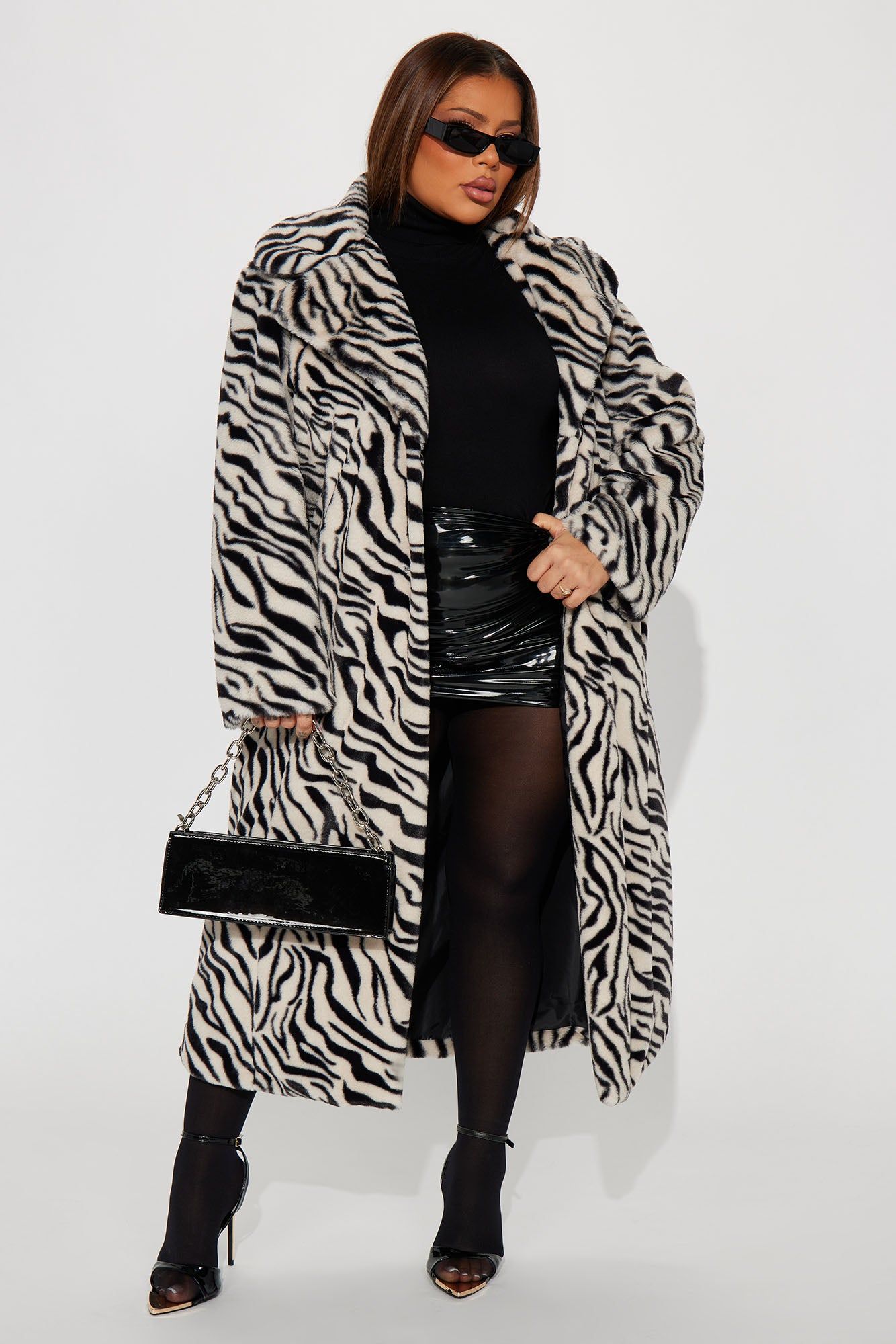 Wild Thing Zebra Faux Fur Coat - Black/White sold by Fashion Nova product image thumbnail 4