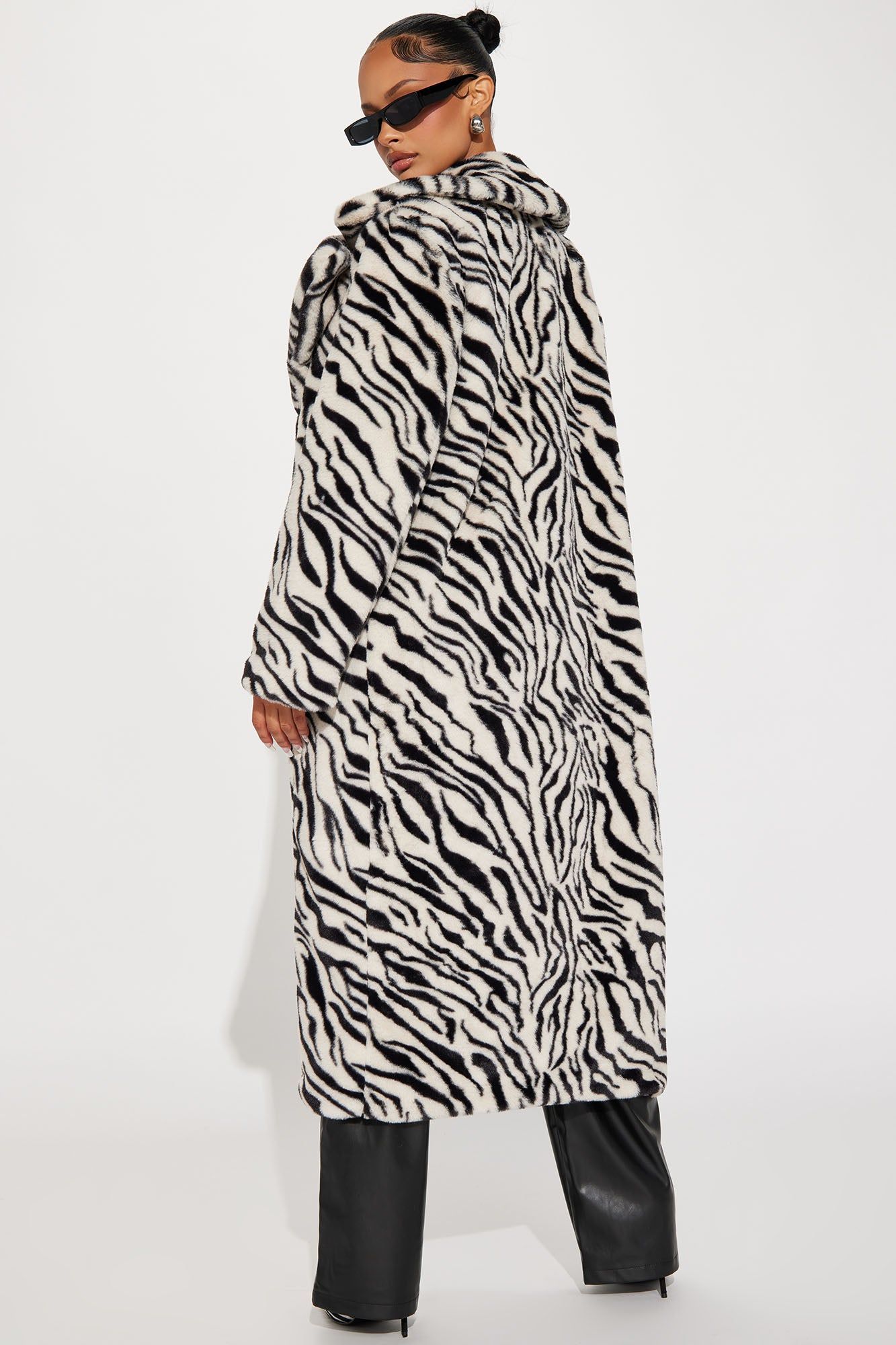 Wild Thing Zebra Faux Fur Coat - Black/White sold by Fashion Nova product image thumbnail 3