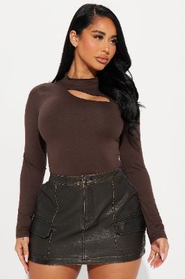 Claire Cut Out Top - Brown sold by Fashion Nova
