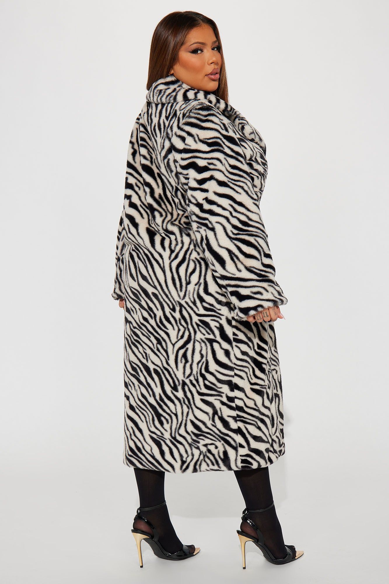 Wild Thing Zebra Faux Fur Coat - Black/White sold by Fashion Nova product image thumbnail 6