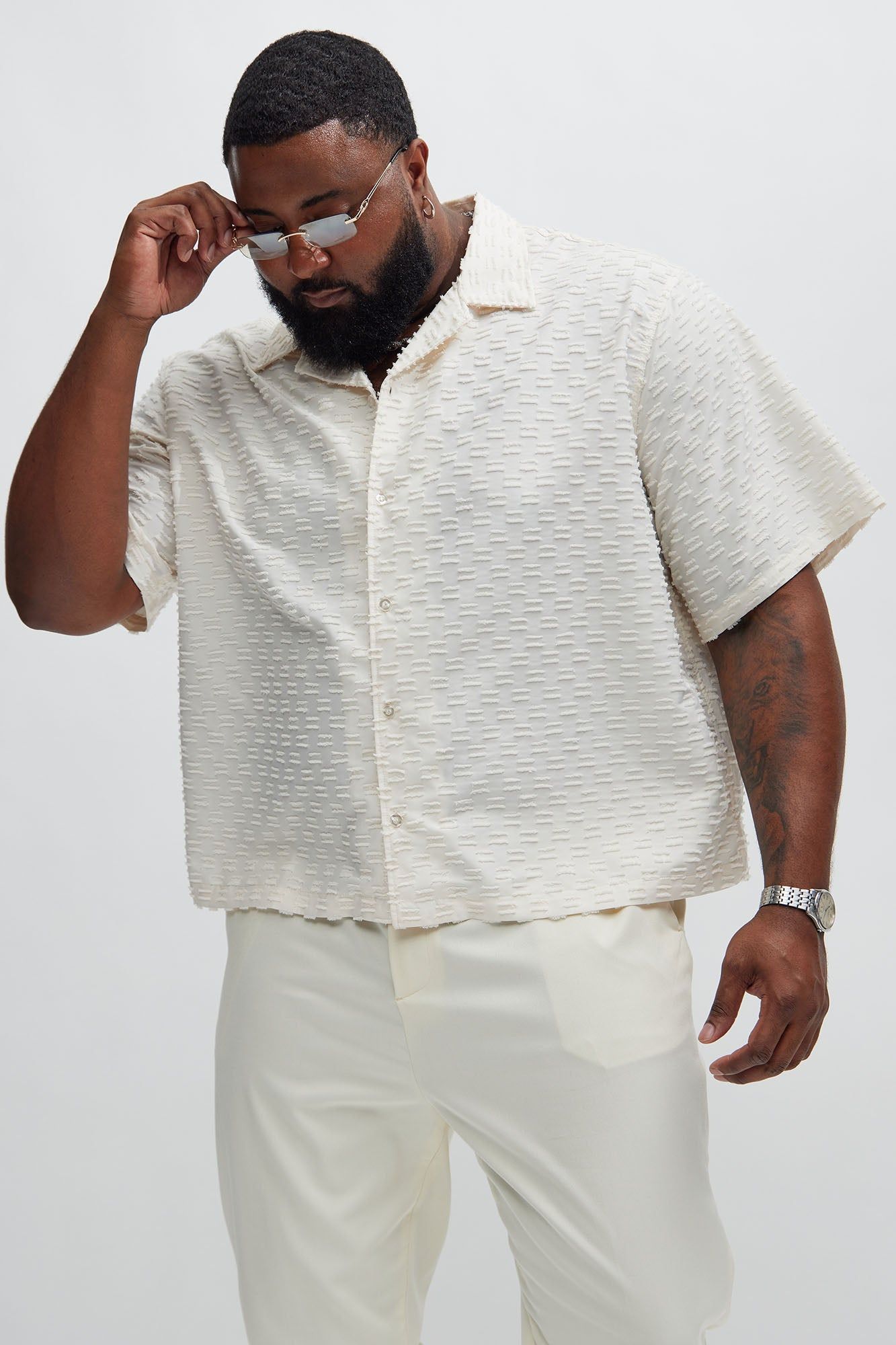 Oden Textured Shirt - Cream sold by Fashion Nova product image thumbnail 5