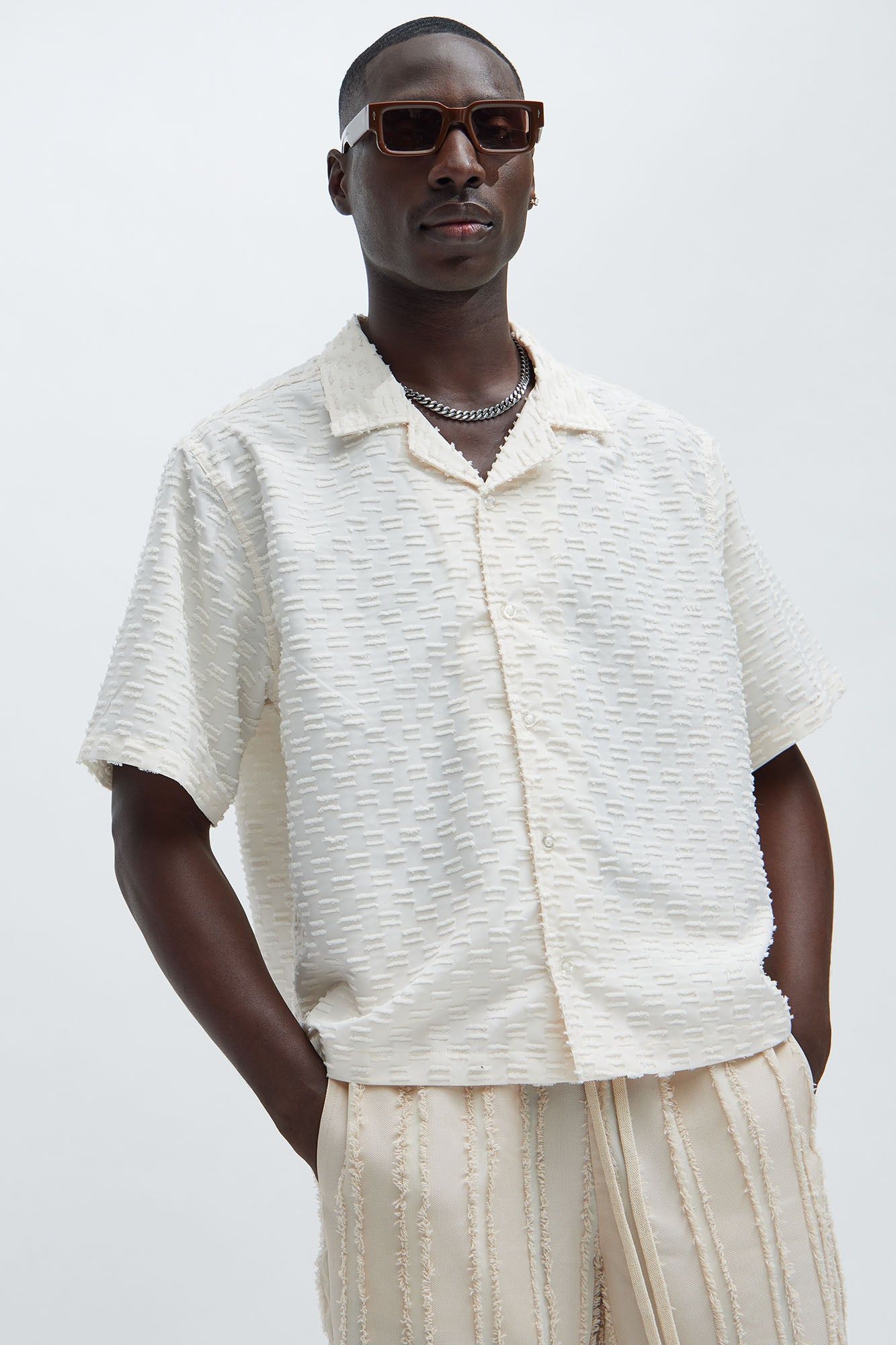 Oden Textured Shirt - Cream sold by Fashion Nova