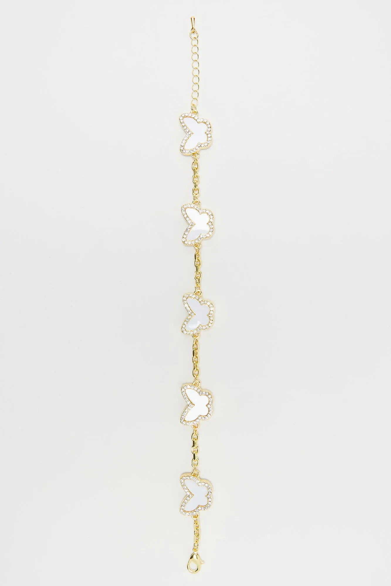 Always Looking Fly Butterfly Bracelet - White/Gold sold by Fashion Nova product image thumbnail 3
