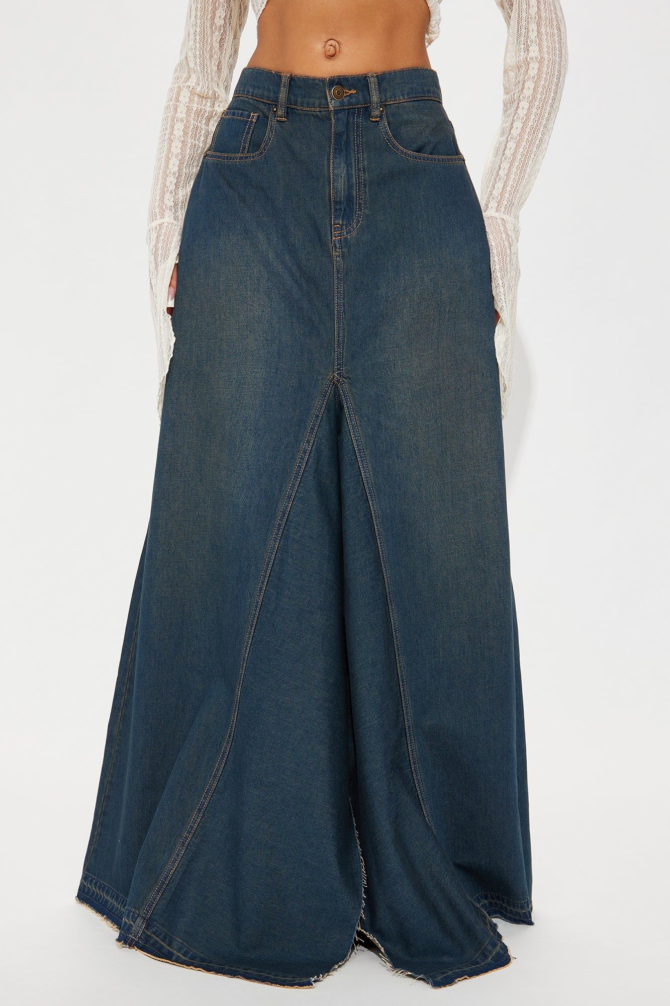 Denim Attraction Maxi Skirt - Dark Wash sold by Fashion Nova product image thumbnail 2