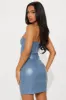 Zephyra Faux Leather Micro Mini Dress - Denim sold by Fashion Nova