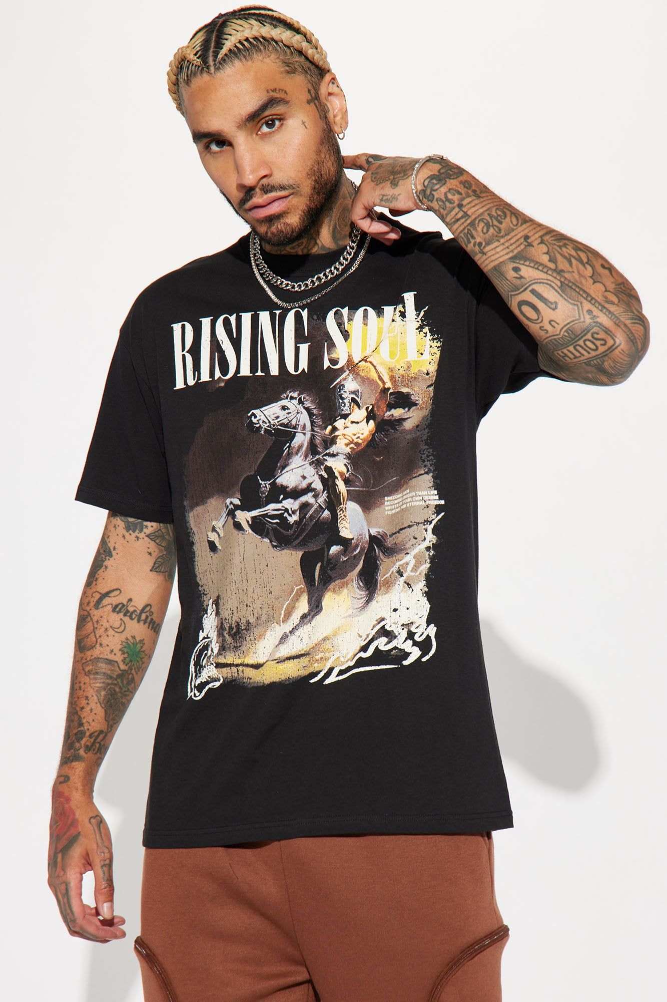 Rising Soul Short Sleeve Tee - Black sold by Fashion Nova