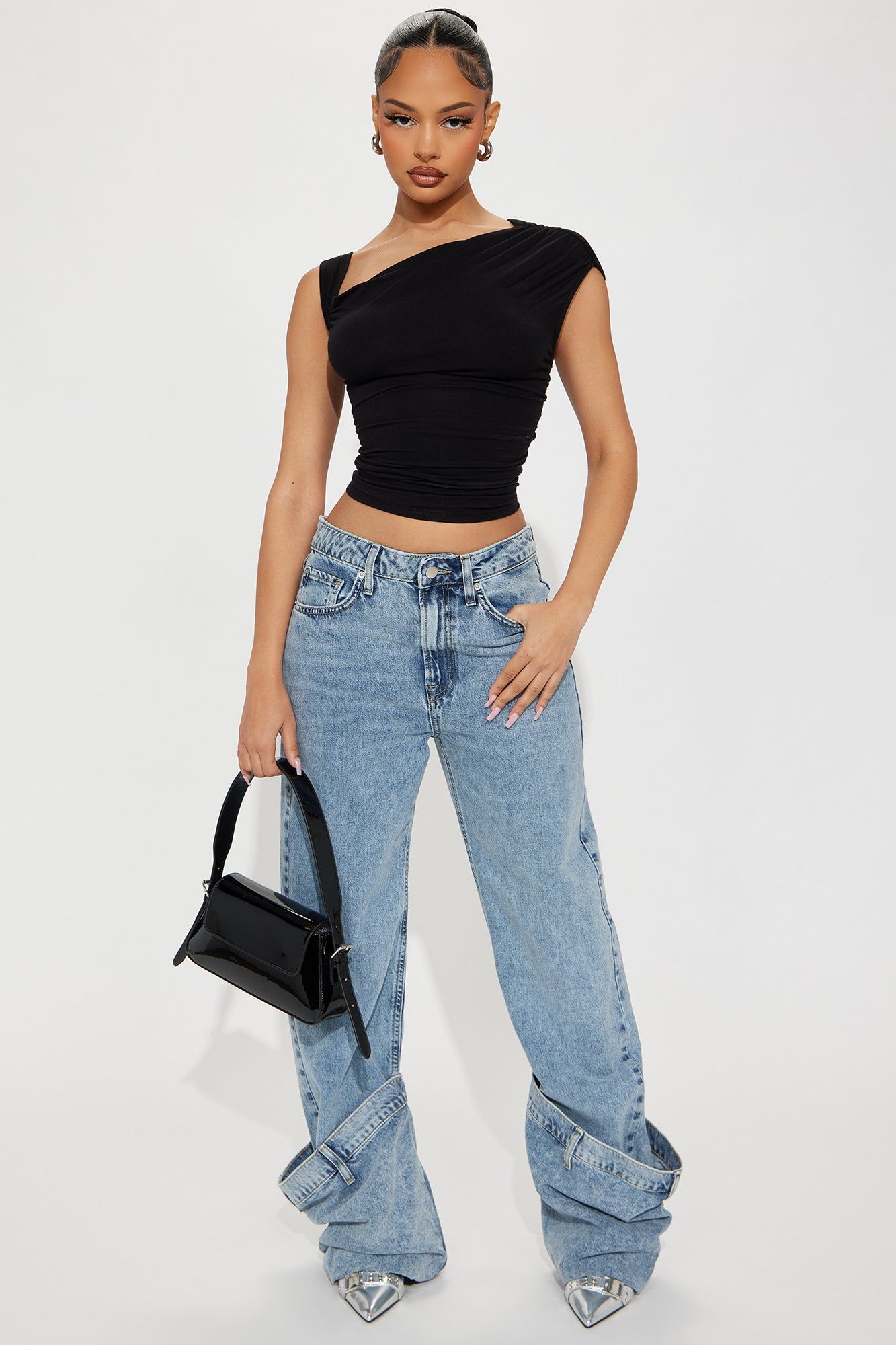 Calling It A Day Cuffed Straight Leg Jeans - Light Wash sold by Fashion Nova