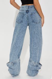 Calling It A Day Cuffed Straight Leg Jeans - Light Wash sold by Fashion Nova