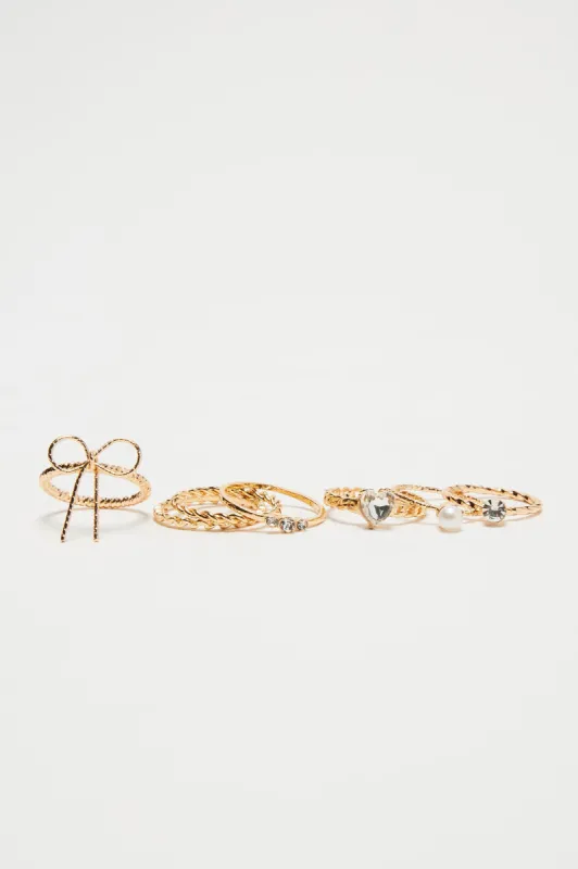 Darling You're Mine 7 Piece Ring Set - Gold sold by Fashion Nova