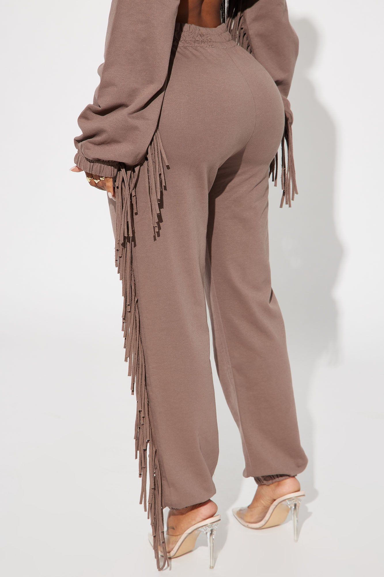 Addison Fringe French Terry Lounge Jogger - Taupe sold by Fashion Nova product image thumbnail 3