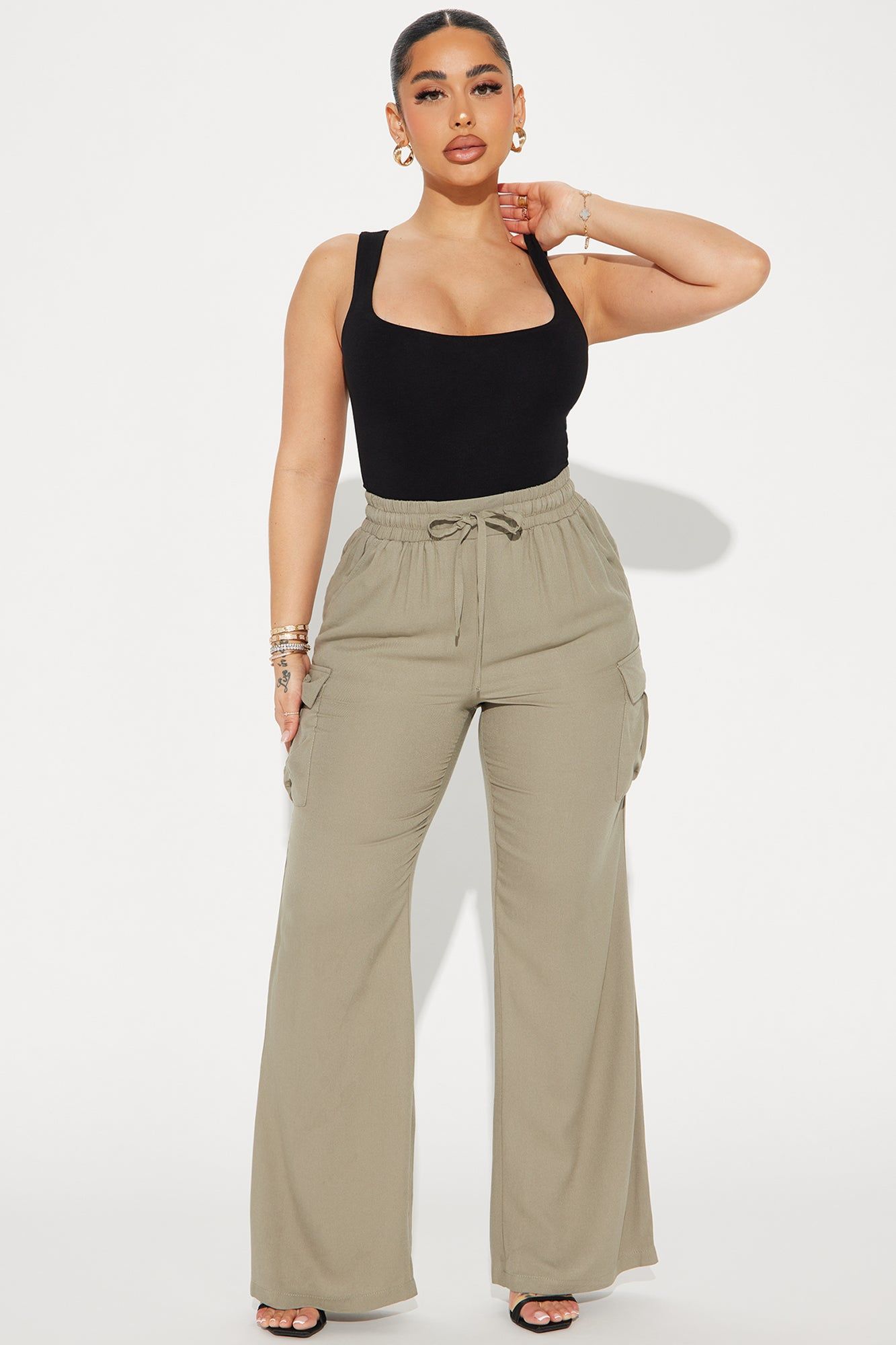 Camilla Wide Leg Cargo Pant - Charcoal sold by Fashion Nova