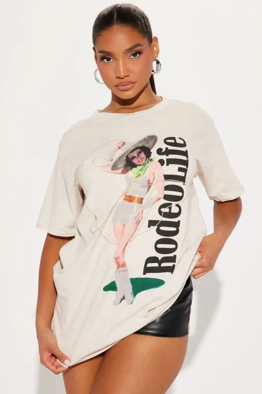 Rodeo Life Washed Oversized Tee - Sand sold by Fashion Nova
