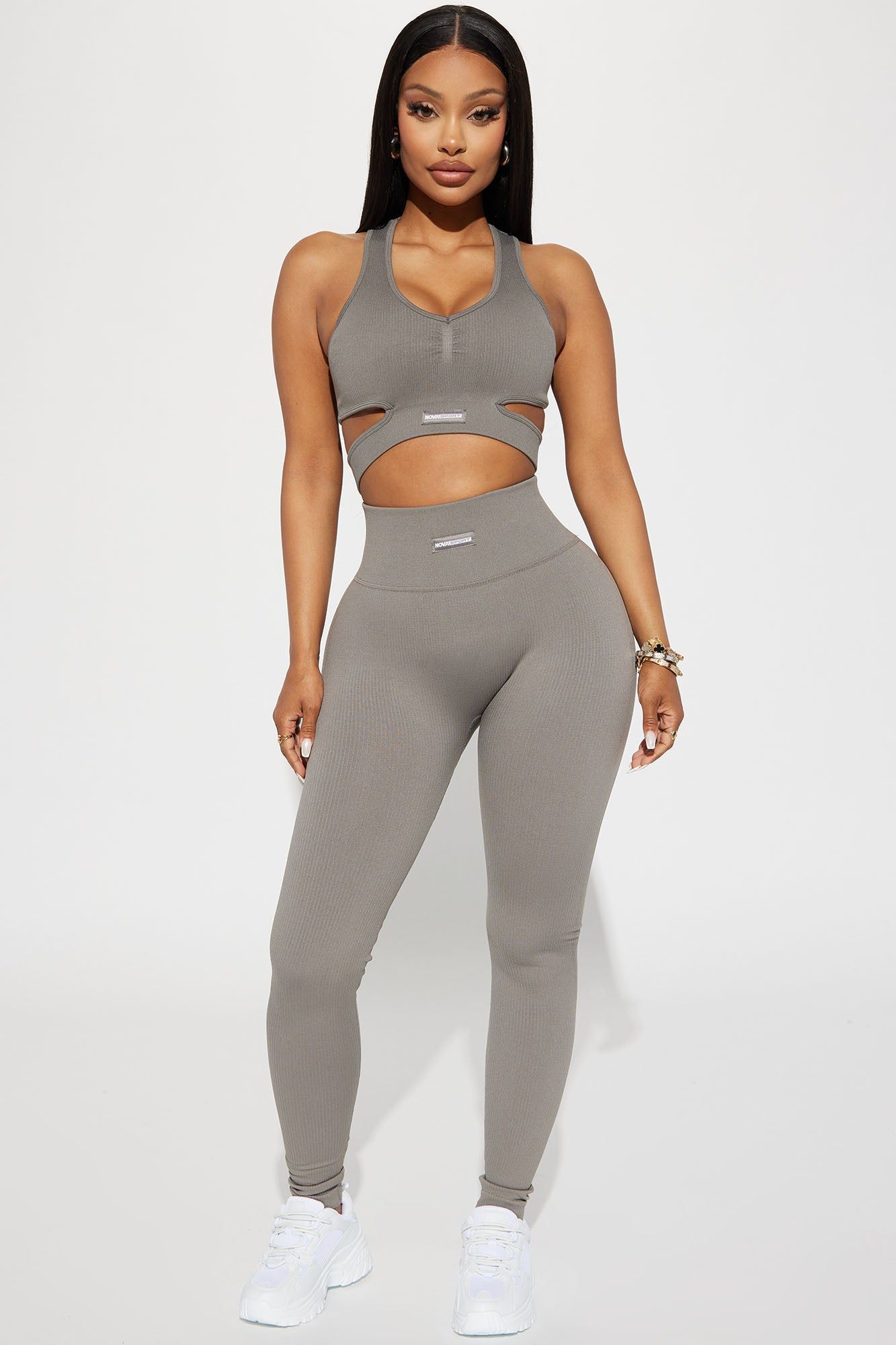 Roxane Ribbed Seamless Active Sports Bra - Charcoal sold by Fashion Nova product image thumbnail 2