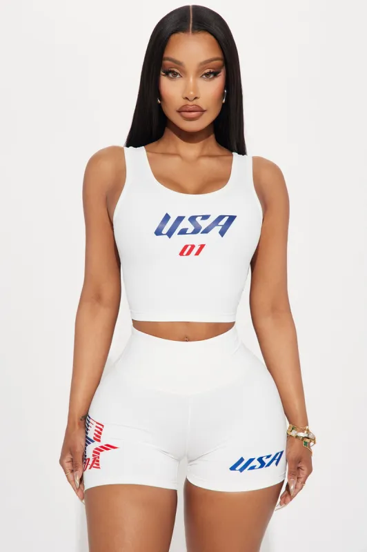 USA Champs Active Top - White sold by Fashion Nova