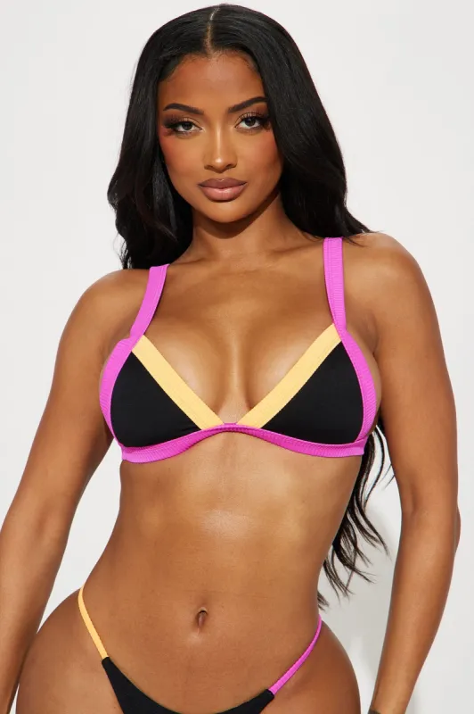 Luxe Escape Triangle Bikini Top - Wine/combo sold by Fashion Nova