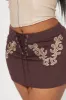 Back In Nash Embroidered Micro Mini Skirt - Chocolate sold by Fashion Nova