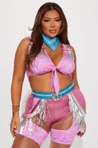 Spaced Out Cowgirl 4 Piece Costume Set - Pink/combo sold by Fashion Nova