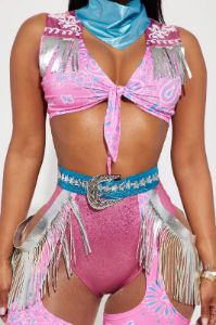 Spaced Out Cowgirl 4 Piece Costume Set - Pink/combo sold by Fashion Nova