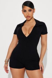 Shantel Snatched Romper - Black sold by Fashion Nova