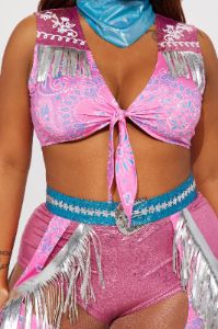 Spaced Out Cowgirl 4 Piece Costume Set - Pink/combo sold by Fashion Nova