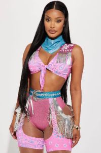 Spaced Out Cowgirl 4 Piece Costume Set - Pink/combo sold by Fashion Nova