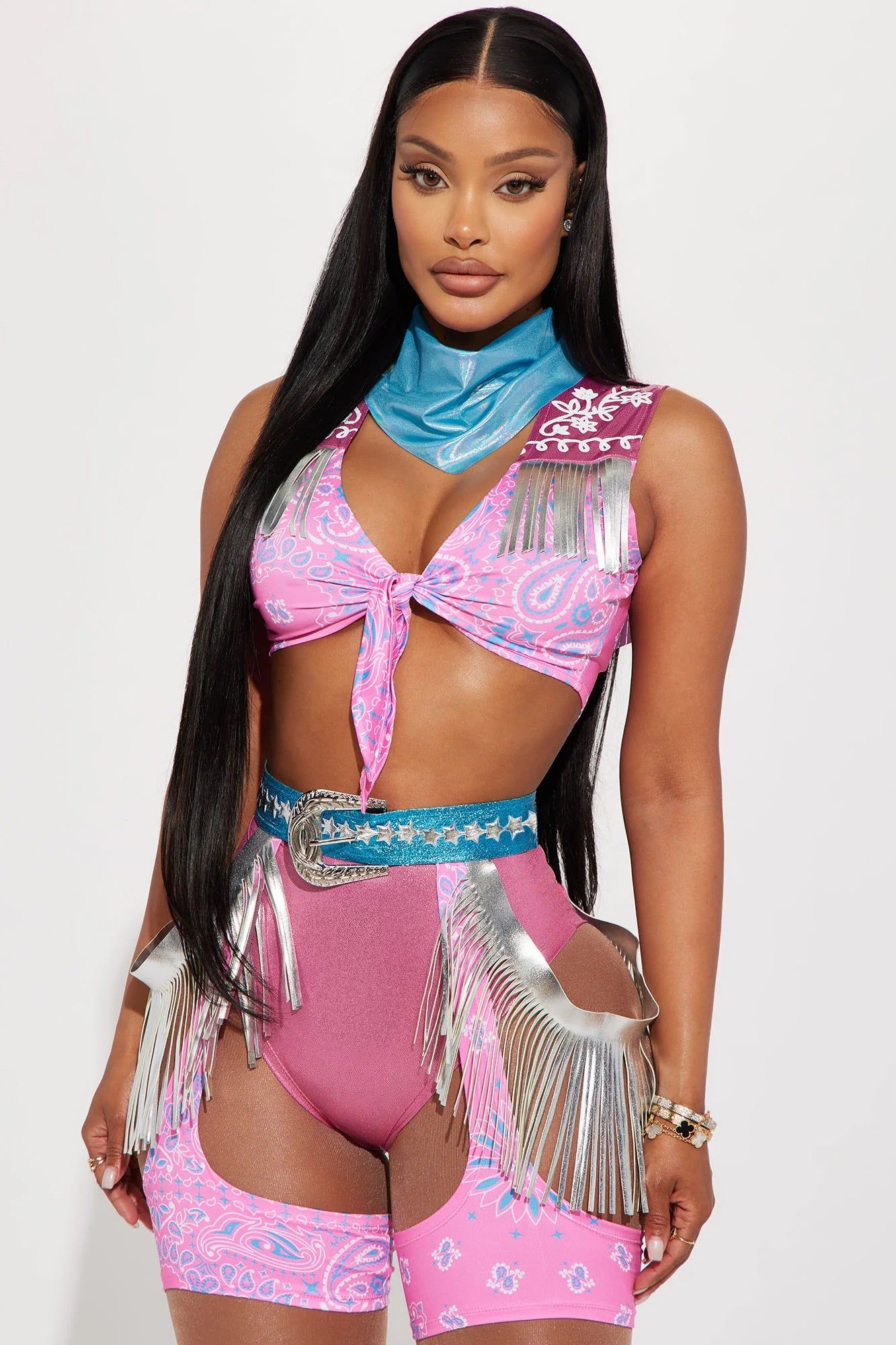 Spaced Out Cowgirl 4 Piece Costume Set - Pink/combo sold by Fashion Nova product image thumbnail 2