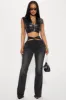 Just A Peek Cut Out Stretch Flare Jeans - Black Wash sold by Fashion Nova