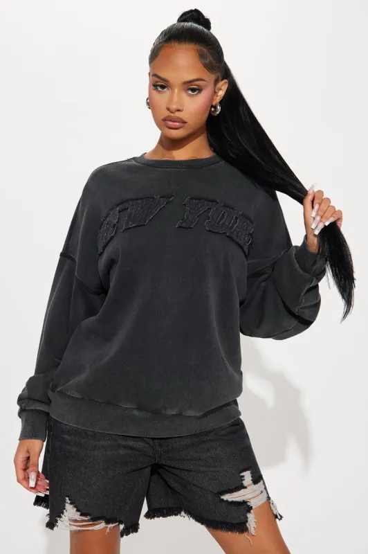 Hustle Jungle New York Washed Sweatshirt - Black Wash sold by Fashion Nova