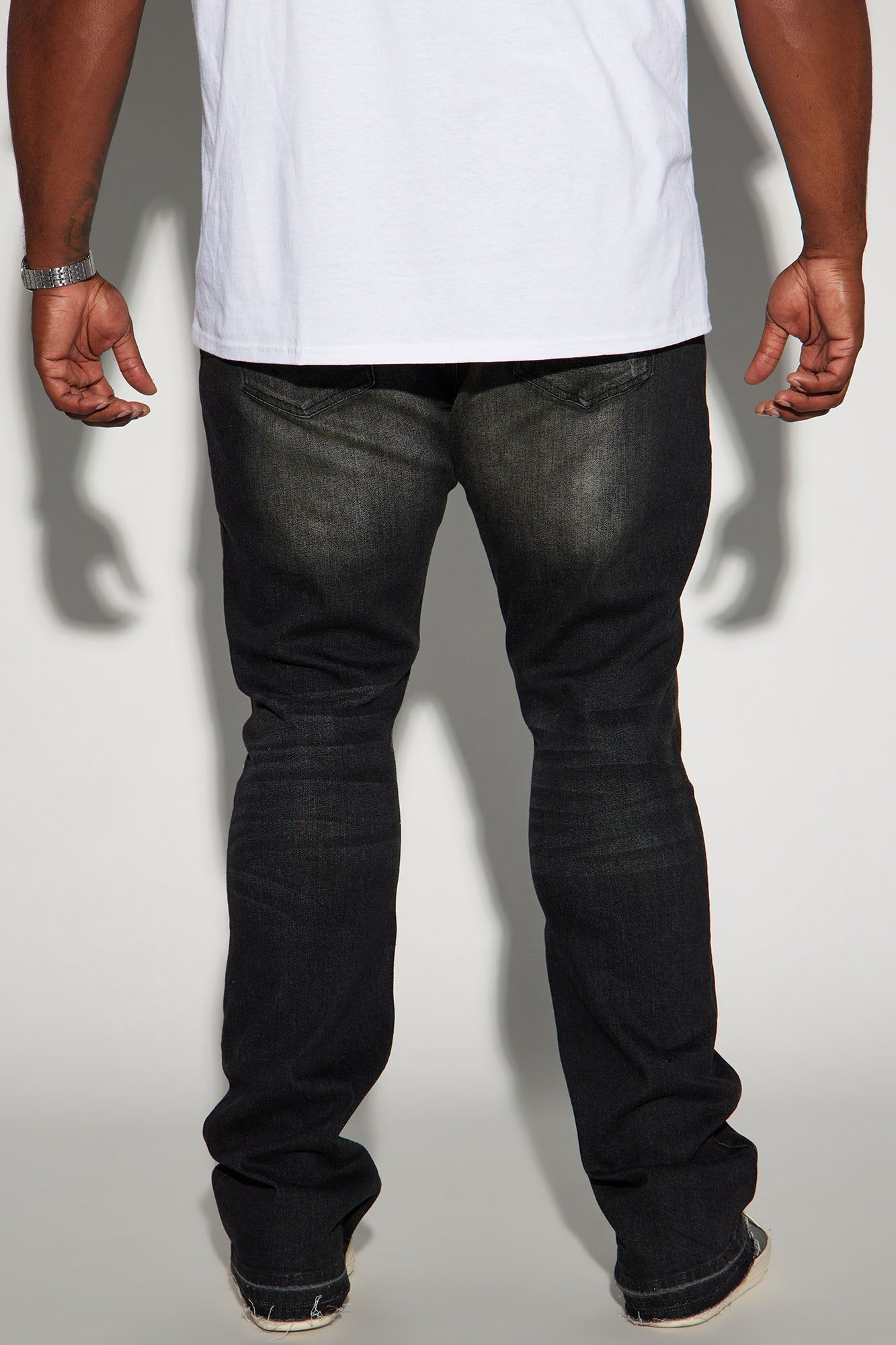 Take No Advice Distressed Stacked Skinny Flare Jeans - Black sold by Fashion Nova product image thumbnail 7