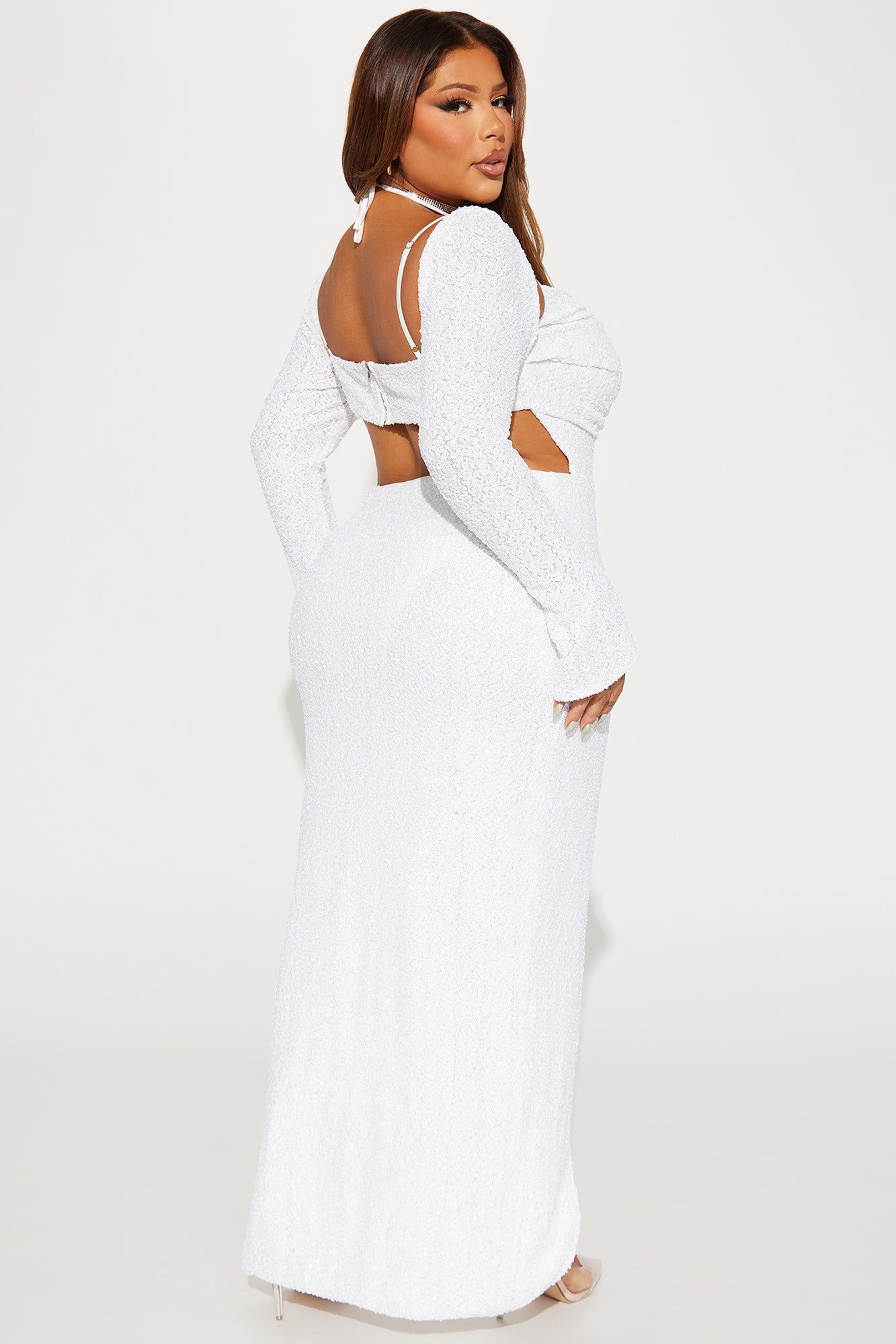 Anabel Sequin Maxi Dress - White sold by Fashion Nova product image thumbnail 6
