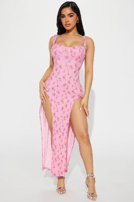 Isla Textured Midi Dress - Pink sold by Fashion Nova