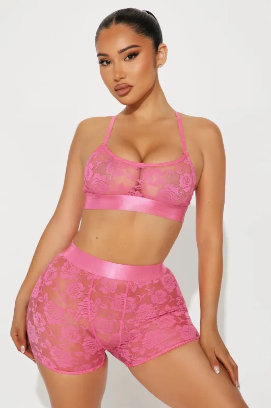 Lowkey Sexy Scoop Bralette Boxer 2 Piece Set - Pink sold by Fashion Nova