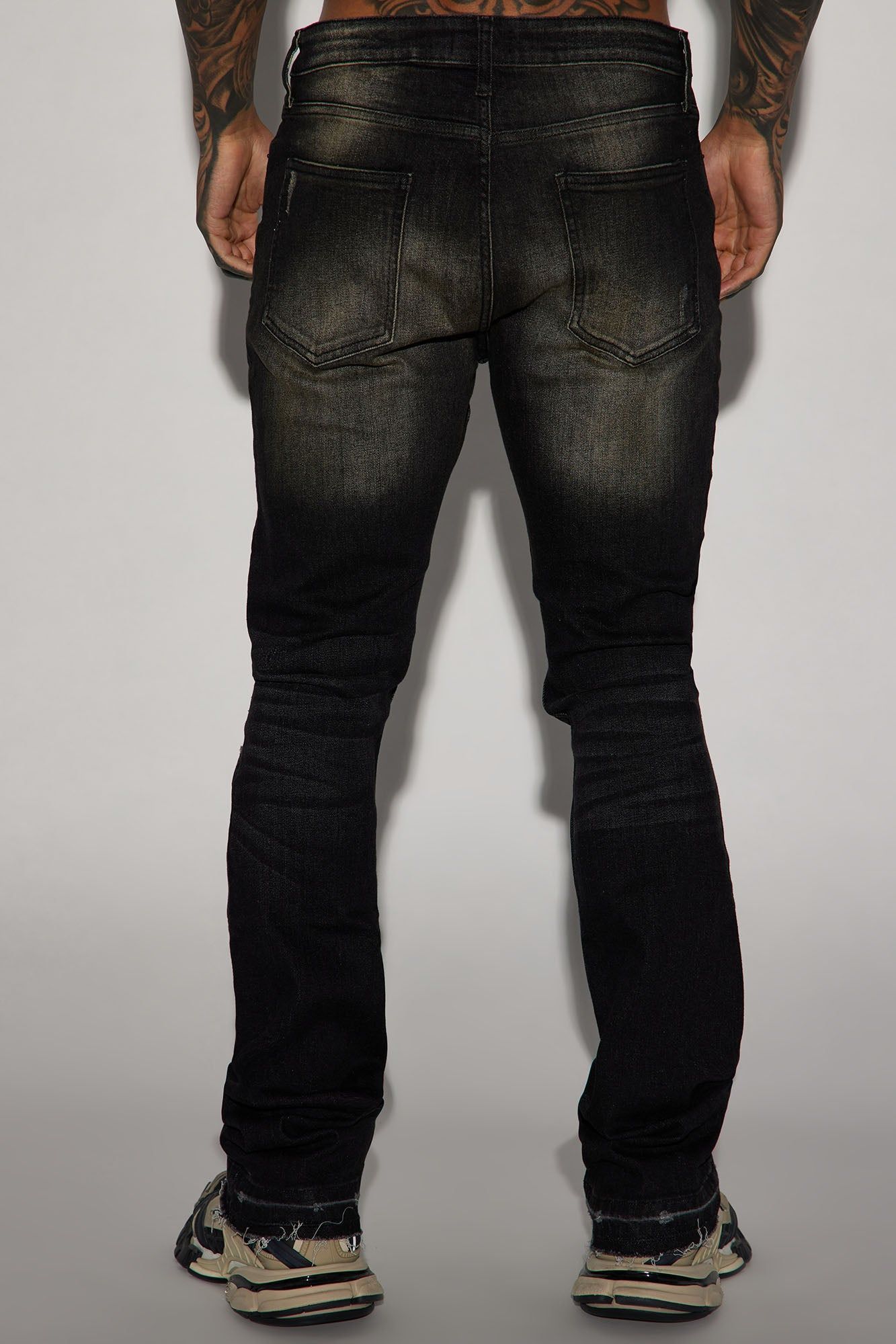 Take No Advice Distressed Stacked Skinny Flare Jeans - Black sold by Fashion Nova product image thumbnail 5