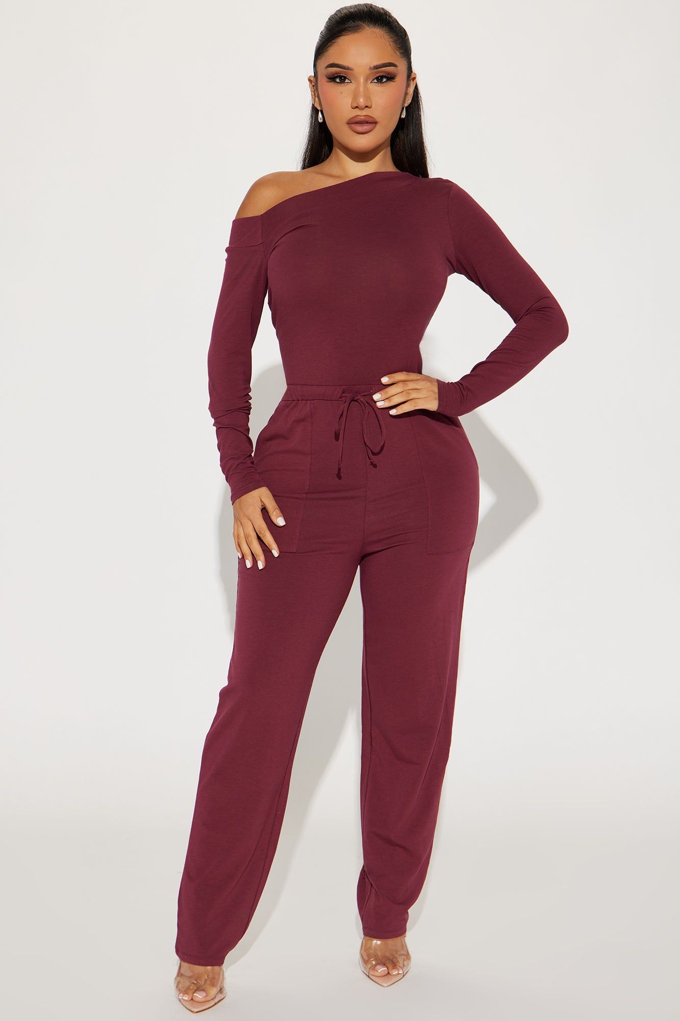 Switching Looks Jumpsuit - Wine sold by Fashion Nova