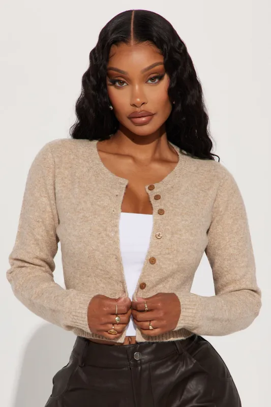 Sweet Sensation Cropped Cardigan - Taupe sold by Fashion Nova