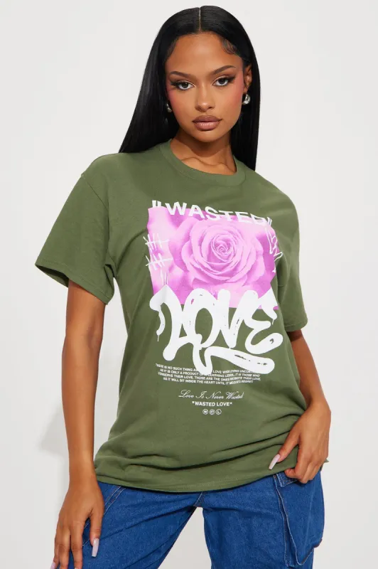 Wasted Love Graphic Tshirt - Olive sold by Fashion Nova