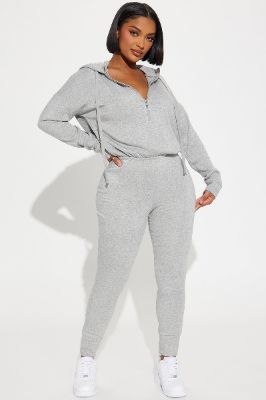 Be My Comfort Jumpsuit - Heather Grey sold by Fashion Nova